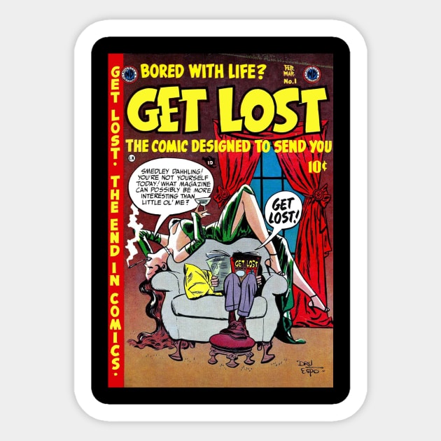 Get Lost Comics 1954, Vintage Comic Book Cover Art Sticker by CreativeUnrest